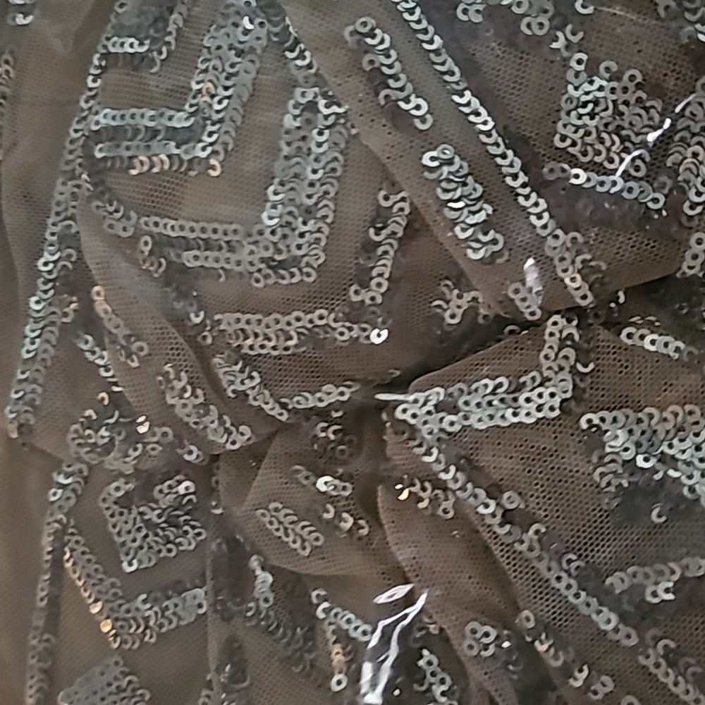 Silver, Backless, Cami,  Fringe Sleeves,  Contrast Sequined Mermaid Gown - Picture 13 of 16